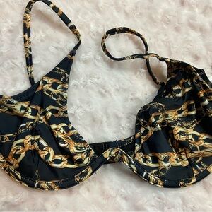 Misguided Chain Print Underwire Bikini Top Size 4 NWT top only